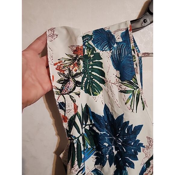 Shein Curve Womens Dress Fit & Flare 4XL Floral Tropical Silky Feel V-Neck V-Bac - Picture 5 of 7